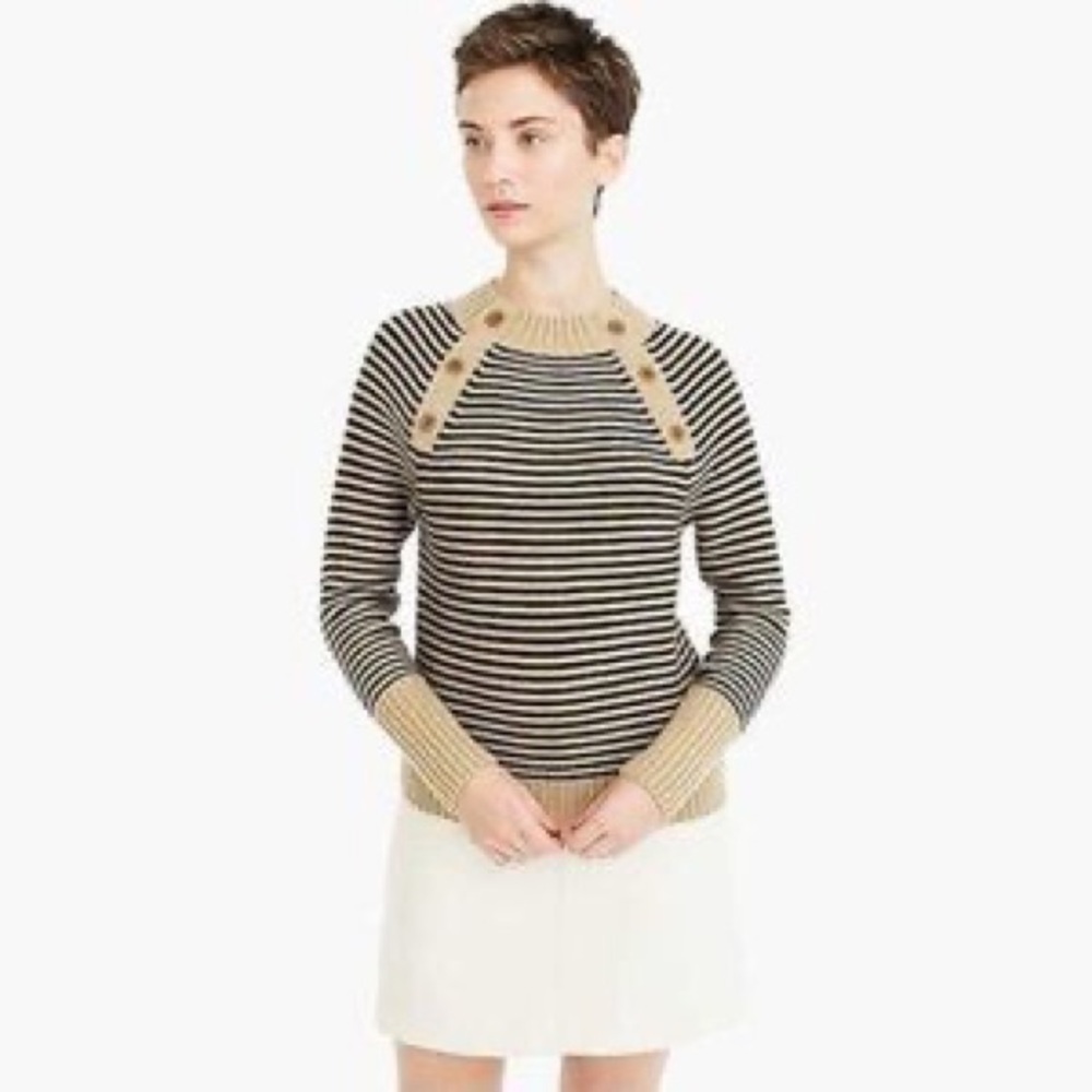 EUC Jcrew classic striped wool blend sweater navy / cream Holiday 2018, XS